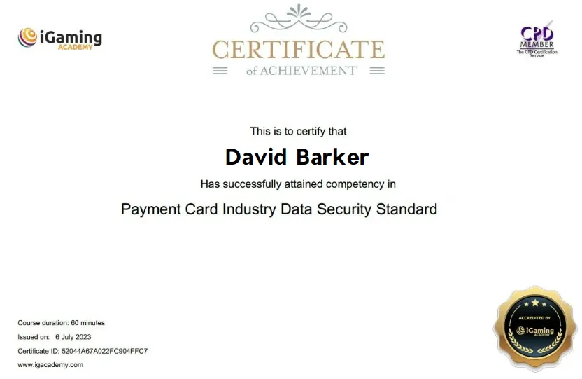 igaming academy certificate